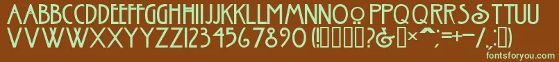 NouveauNormal-fontti – vihreät fontit ruskealla taustalla