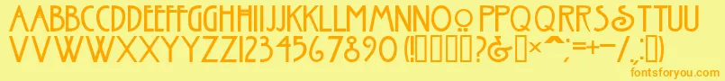 NouveauNormal-Schriftart – Orangefarbene Schriften auf gelbem Hintergrund