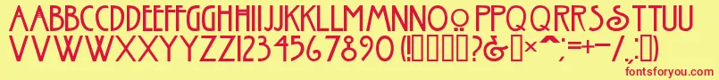 フォントNouveauNormal – 赤い文字の黄色い背景