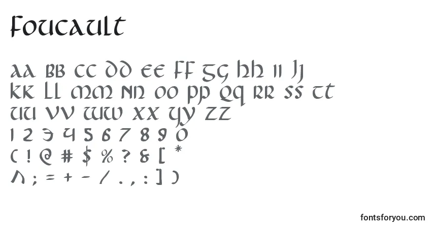 A fonte Foucault – alfabeto, números, caracteres especiais