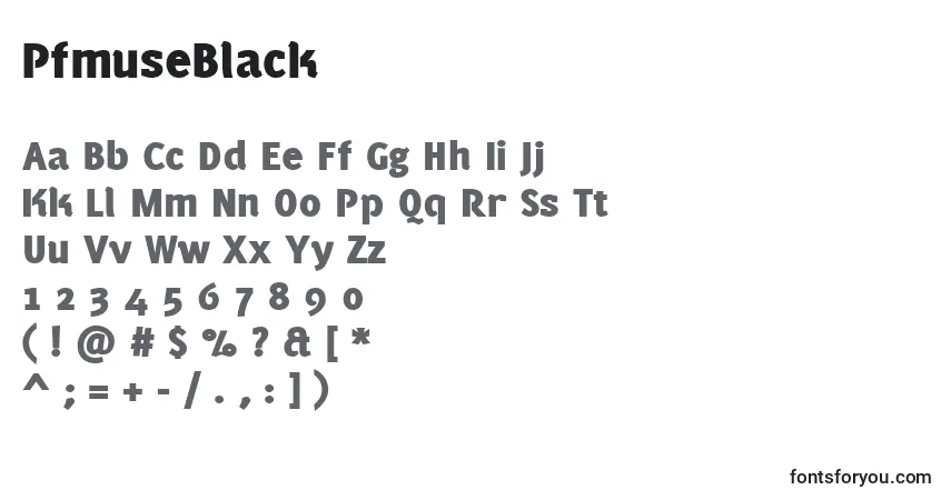 Schriftart PfmuseBlack – Alphabet, Zahlen, spezielle Symbole