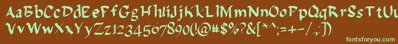 Delagarza-fontti – vihreät fontit ruskealla taustalla