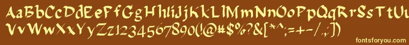 Delagarza-fontti – keltaiset fontit ruskealla taustalla