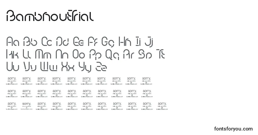 Czcionka BambhoutTrial – alfabet, cyfry, specjalne znaki