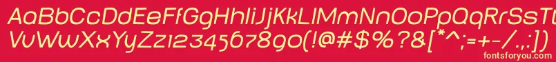 BabyMineplumpOblique-Schriftart – Gelbe Schriften auf rotem Hintergrund