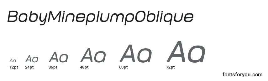 Размеры шрифта BabyMineplumpOblique