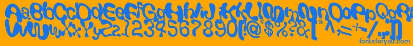 GiveRegularTtstd-Schriftart – Blaue Schriften auf orangefarbenem Hintergrund