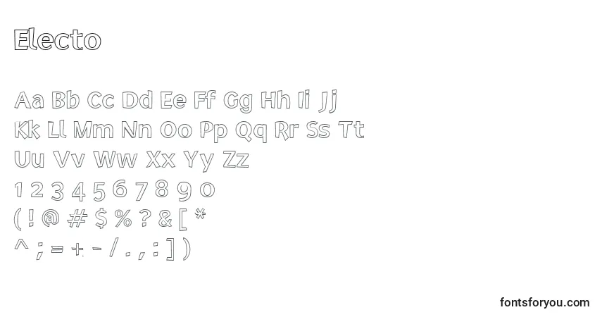 Czcionka Electo – alfabet, cyfry, specjalne znaki
