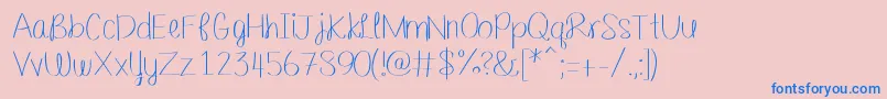 Barefootbluejeannight Font – Blue Fonts on Pink Background