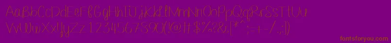 Шрифт Barefootbluejeannight – коричневые шрифты на фиолетовом фоне