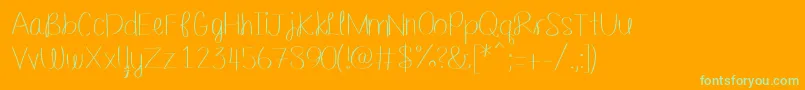 Шрифт Barefootbluejeannight – зелёные шрифты на оранжевом фоне