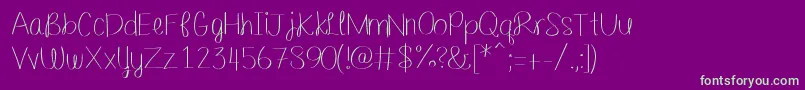 Шрифт Barefootbluejeannight – зелёные шрифты на фиолетовом фоне