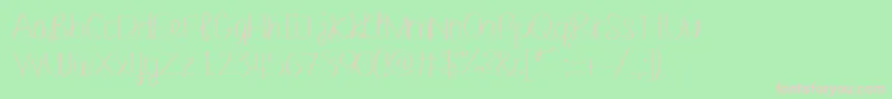 フォントBarefootbluejeannight – 緑の背景にピンクのフォント