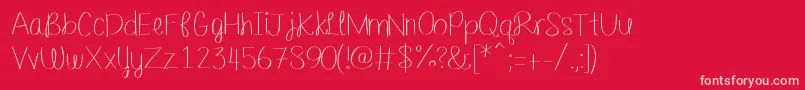 Barefootbluejeannight Font – Pink Fonts on Red Background