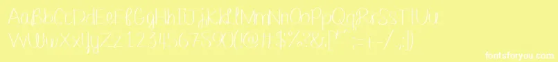 Шрифт Barefootbluejeannight – белые шрифты на жёлтом фоне