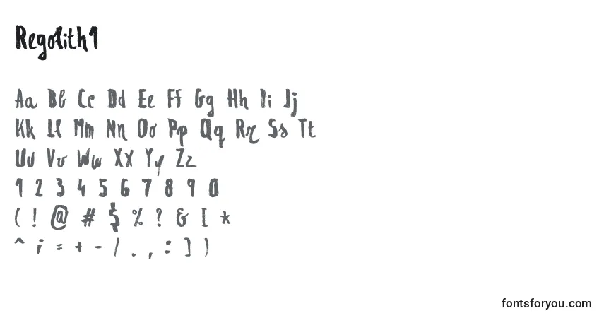Schriftart Regolith1 (108278) – Alphabet, Zahlen, spezielle Symbole