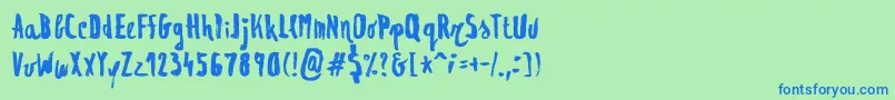 フォントRegolith1 – 青い文字は緑の背景です。