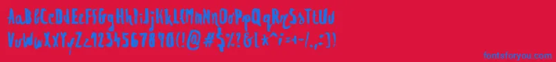 Regolith1-Schriftart – Blaue Schriften auf rotem Hintergrund