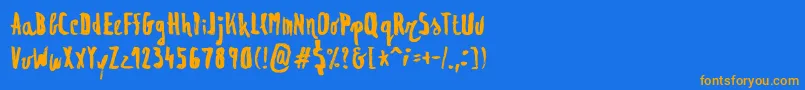 フォントRegolith1 – オレンジ色の文字が青い背景にあります。