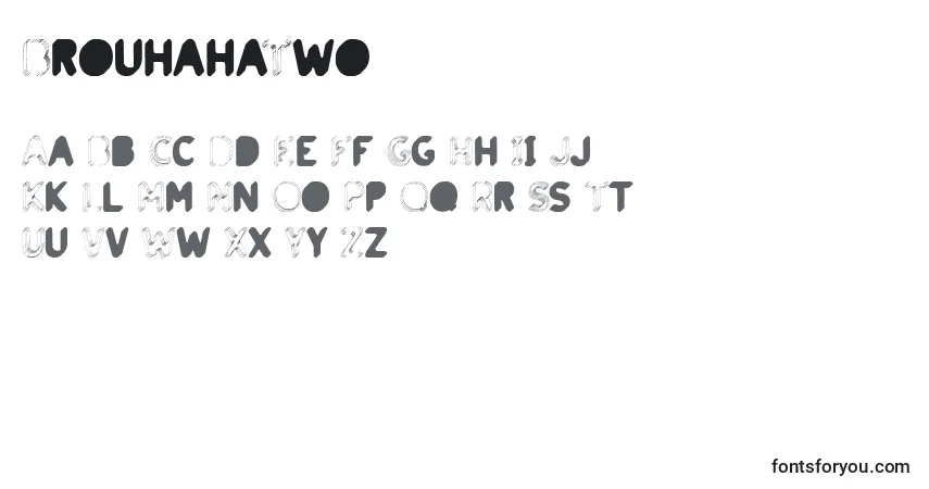 Schriftart BrouhahaTwo – Alphabet, Zahlen, spezielle Symbole