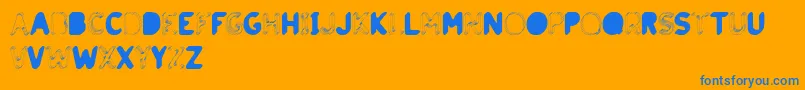 BrouhahaTwo-Schriftart – Blaue Schriften auf orangefarbenem Hintergrund