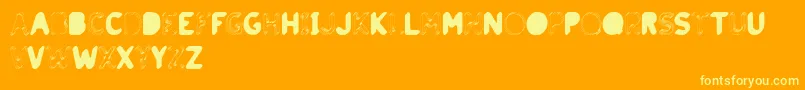 BrouhahaTwo-Schriftart – Gelbe Schriften auf orangefarbenem Hintergrund