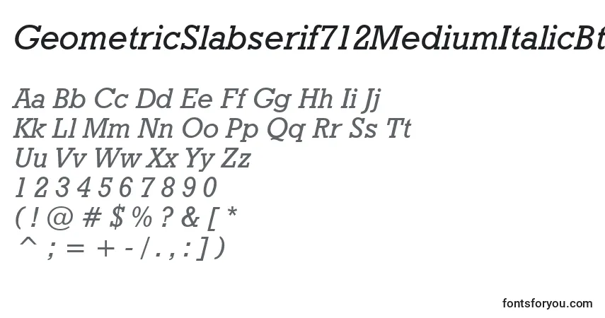 Schriftart GeometricSlabserif712MediumItalicBt – Alphabet, Zahlen, spezielle Symbole