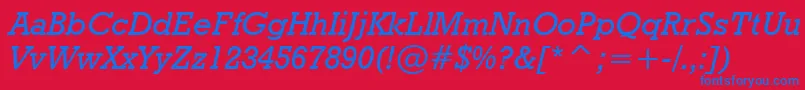 GeometricSlabserif712MediumItalicBt-Schriftart – Blaue Schriften auf rotem Hintergrund