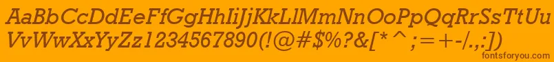Czcionka GeometricSlabserif712MediumItalicBt – brązowe czcionki na pomarańczowym tle