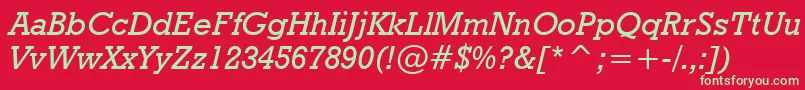 GeometricSlabserif712MediumItalicBt Font – Green Fonts on Red Background