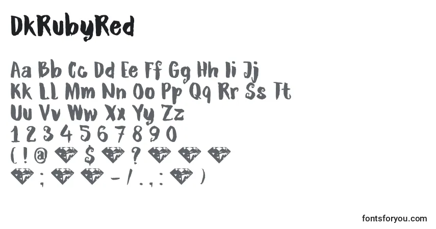 Schriftart DkRubyRed – Alphabet, Zahlen, spezielle Symbole