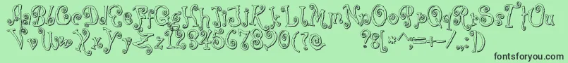 フォントCoprsscriptShadow – 緑の背景に黒い文字