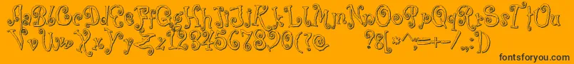 CoprsscriptShadow-Schriftart – Schwarze Schriften auf orangefarbenem Hintergrund