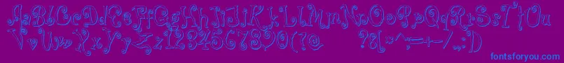 フォントCoprsscriptShadow – 紫色の背景に青い文字
