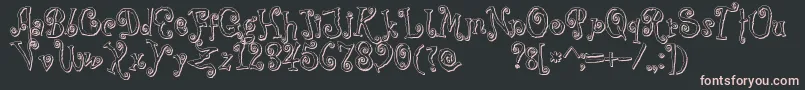 CoprsscriptShadow-fontti – vaaleanpunaiset fontit mustalla taustalla