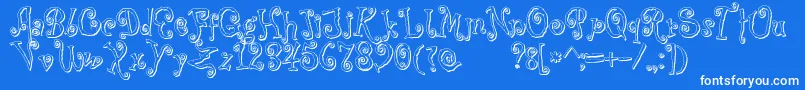 CoprsscriptShadow-Schriftart – Weiße Schriften auf blauem Hintergrund