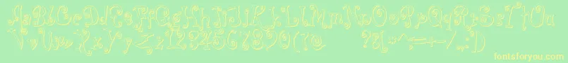 フォントCoprsscriptShadow – 黄色の文字が緑の背景にあります
