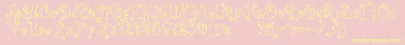 Fonte CoprsscriptShadow – fontes amarelas em um fundo rosa