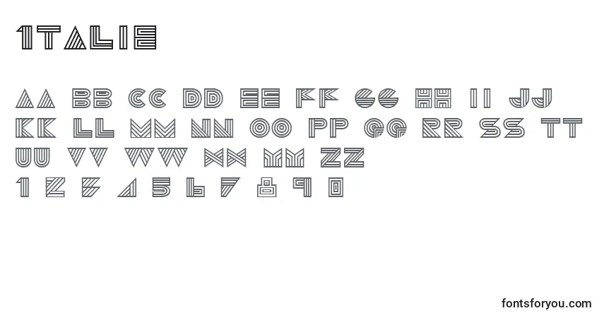 Schriftart 1talie – Alphabet, Zahlen, spezielle Symbole