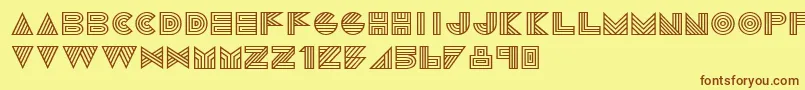 フォント1talie – 茶色の文字が黄色の背景にあります。