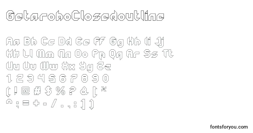 Czcionka GetaroboClosedoutline – alfabet, cyfry, specjalne znaki