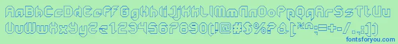 フォントGetaroboClosedoutline – 青い文字は緑の背景です。