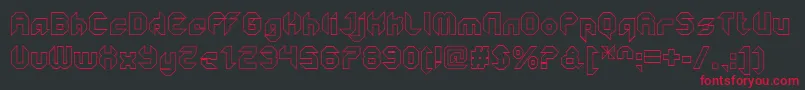 Czcionka GetaroboClosedoutline – czerwone czcionki na czarnym tle