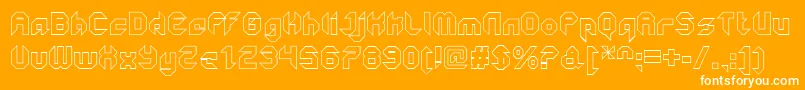GetaroboClosedoutline-Schriftart – Weiße Schriften auf orangefarbenem Hintergrund