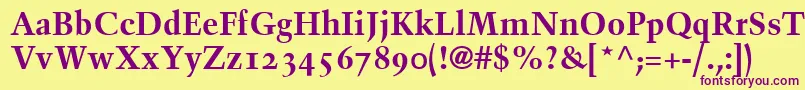 BlackfordOldstyleSsiBoldOldStyleFigures Font – Purple Fonts on Yellow Background