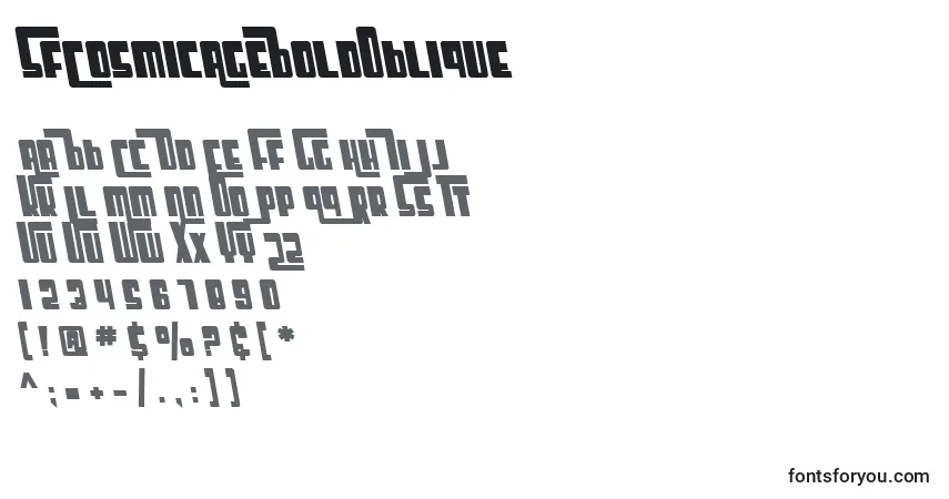 Czcionka SfCosmicAgeBoldOblique – alfabet, cyfry, specjalne znaki