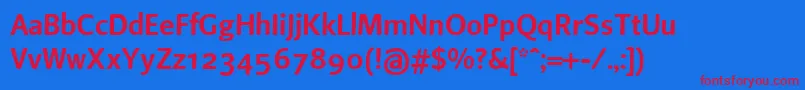 Beosans4 Font – Red Fonts on Blue Background