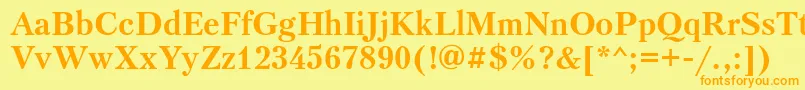 フォントPetersburgosttBold – オレンジの文字が黄色の背景にあります。