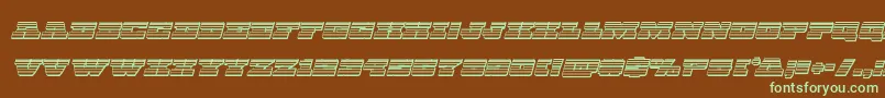 フォントChicagoexpresschromeital – 緑色の文字が茶色の背景にあります。