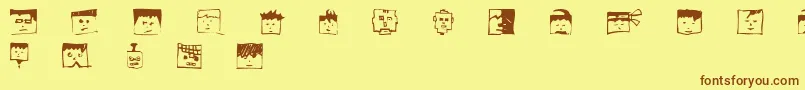 Czcionka Pixelheadhandmadebeta – brązowe czcionki na żółtym tle